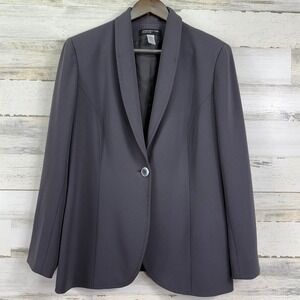 Jones New York Collection Womens Gray Shawl Collar One Button Blazer Size 14